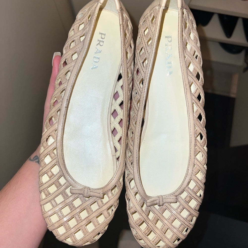 Prada ballet netted flats